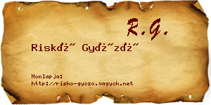 Riskó Győző névjegykártya